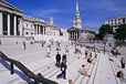 On the steps at Trafalgar Square